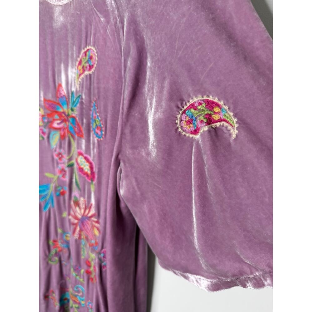 JOHNNY WAS Karime Velvet Flutter Sleeve Raglan Dress NWT Size SMALL - Picture 4 of 10